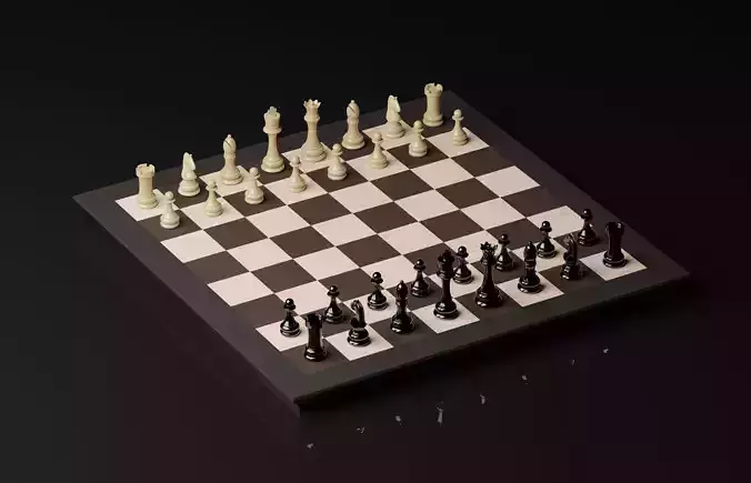 Wooden Chess Board Free 3D model