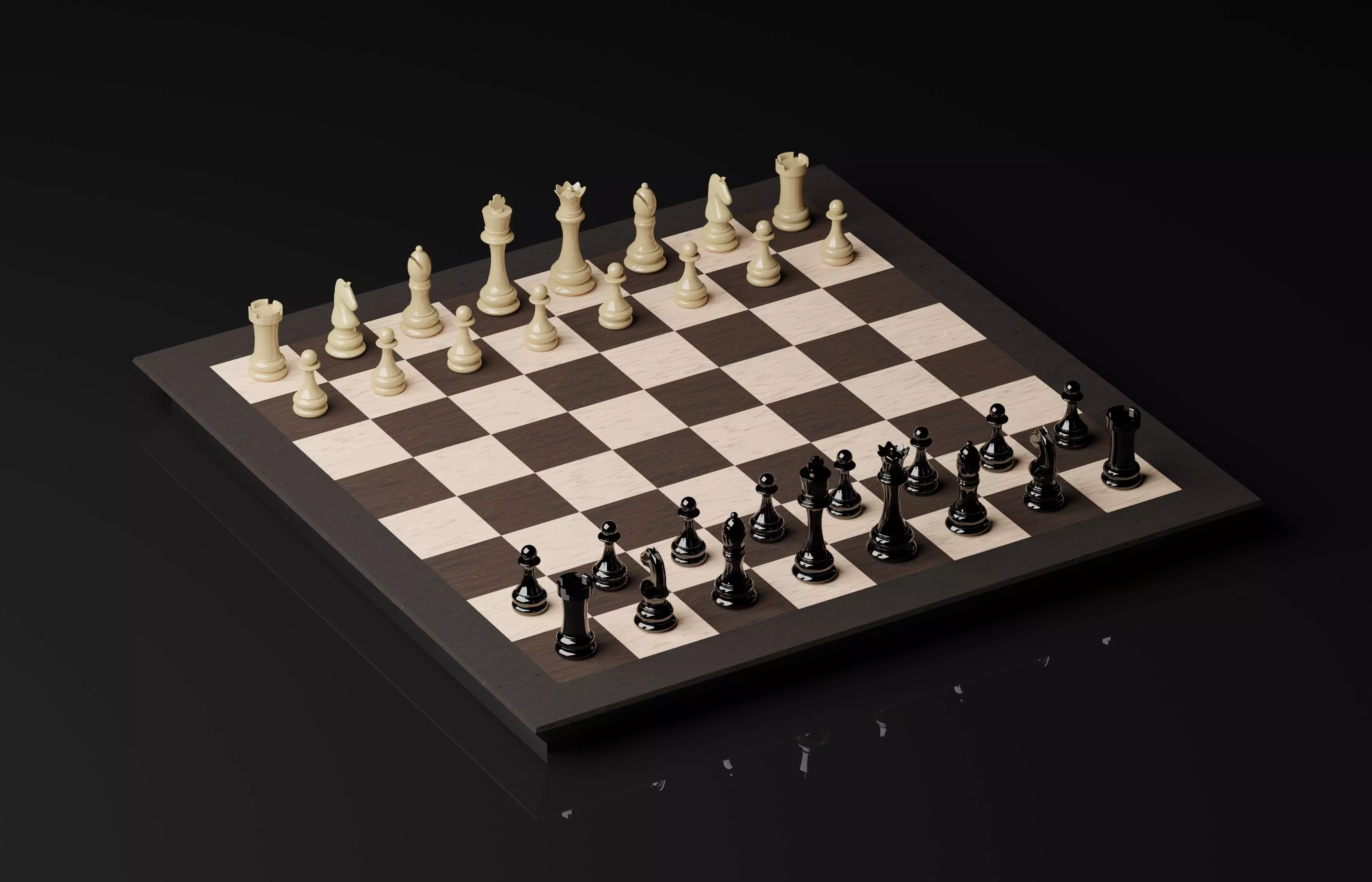 Wooden Chess Board Free 3D model