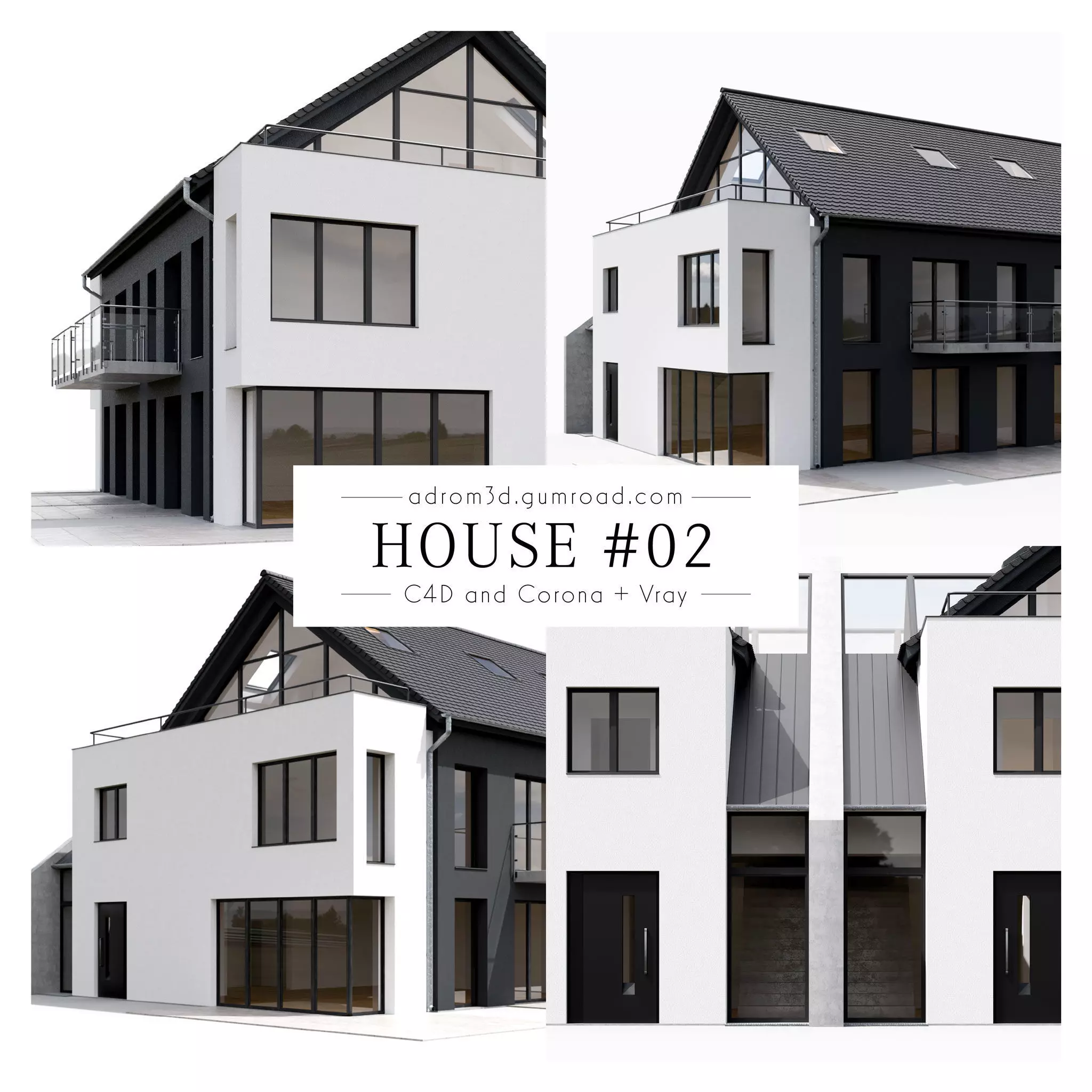 House 02 for Cinema 4D with Corona and V-Ray 3D model_0