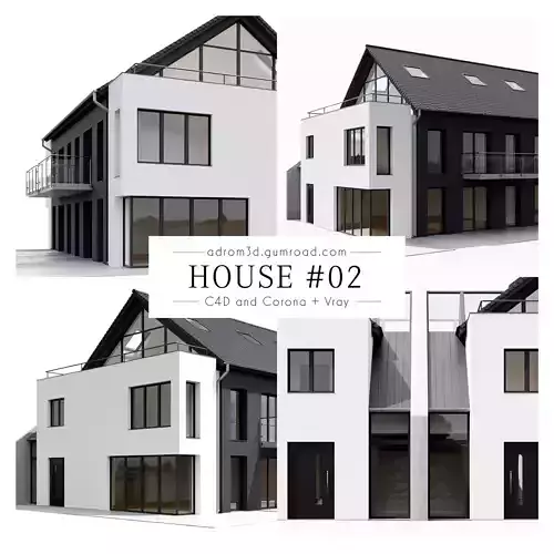 House 02 for Cinema 4D with Corona and V-Ray 3D model