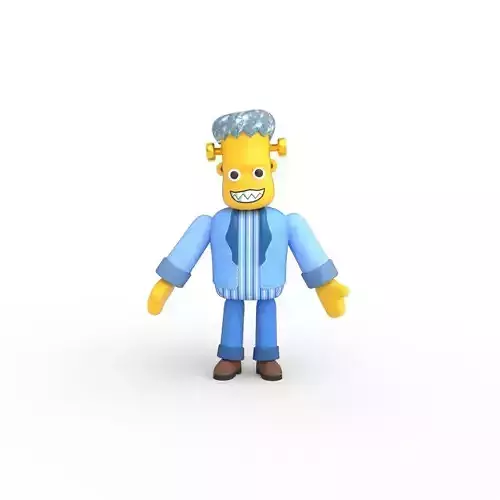 Frankenstein Simpsons Style Low-poly 3D model