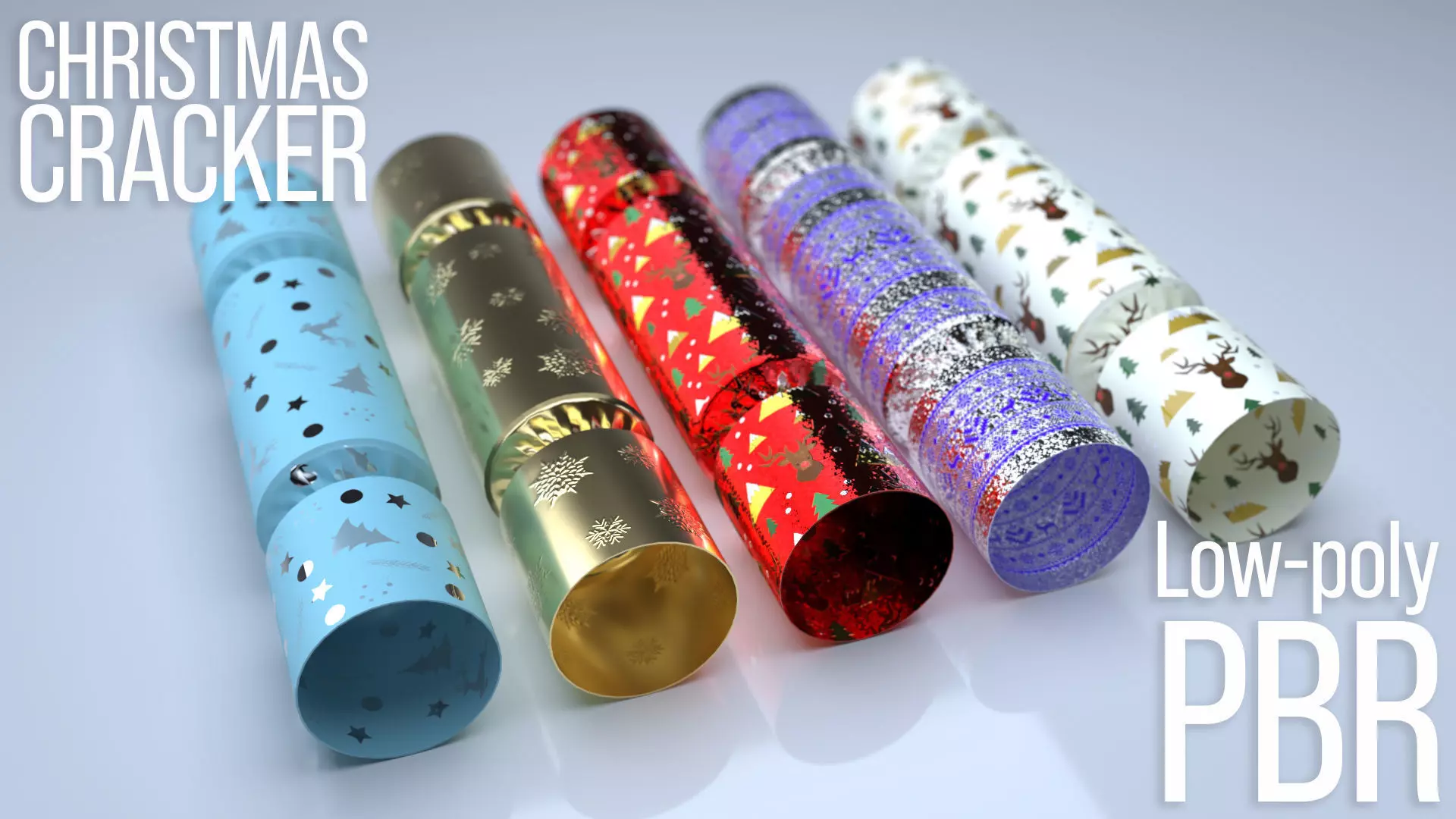 Christmas Cracker Low-poly 3D model_0