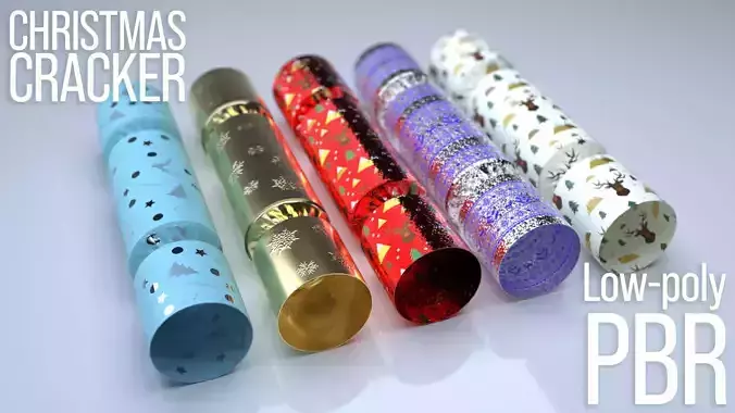 Christmas Cracker Low-poly 3D model