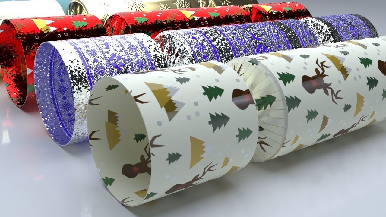 Christmas Cracker Low-poly 3D model_7