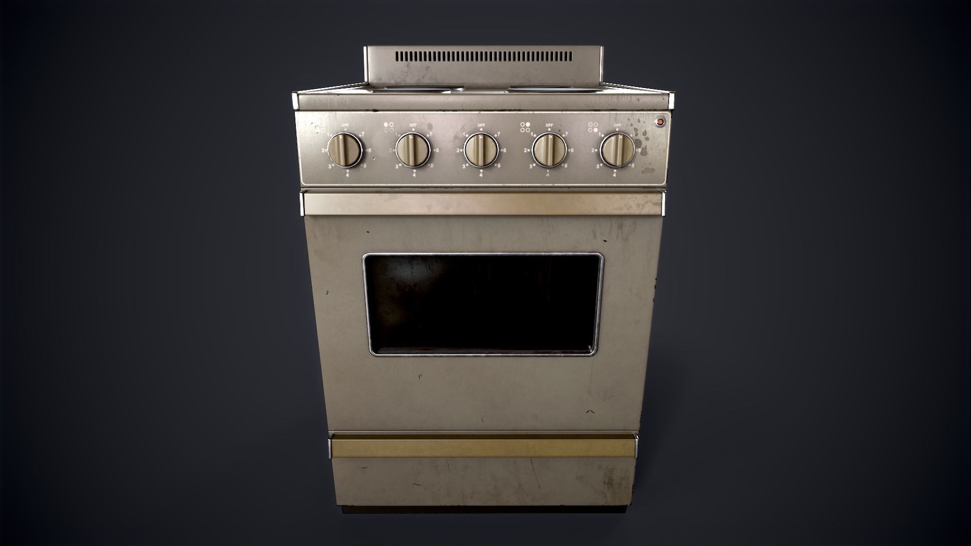 Old electric stove Low-poly 3D model_3