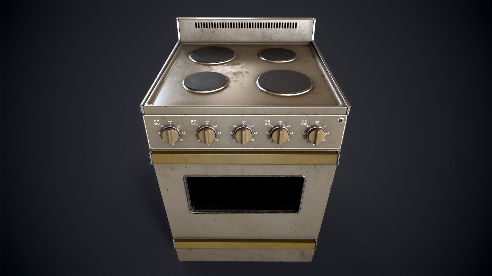 Old electric stove Low-poly 3D model_8