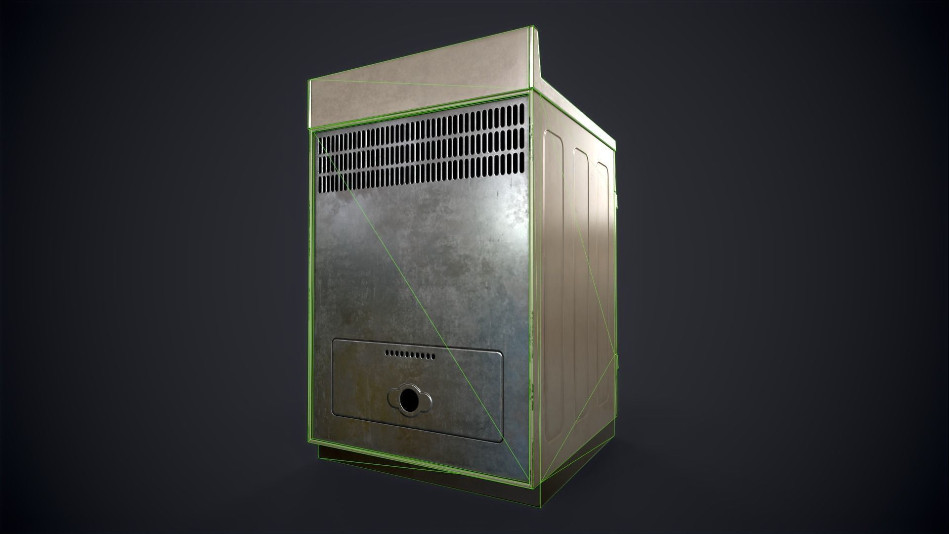 Old electric stove Low-poly 3D model_17