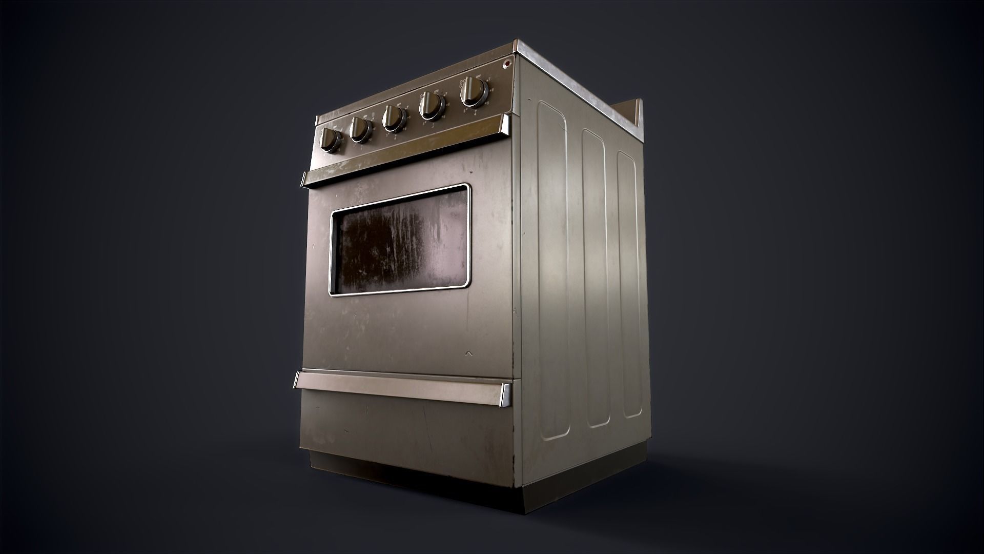 Old electric stove Low-poly 3D model_2