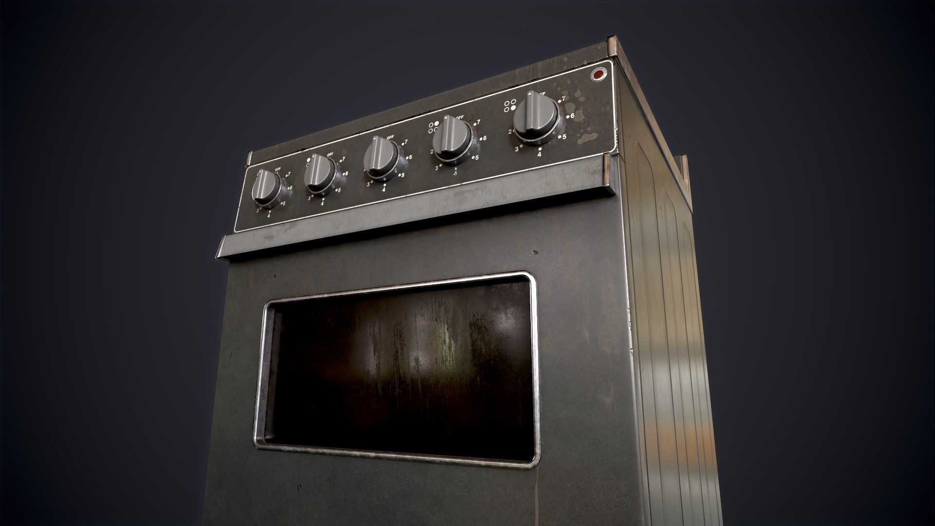 Old electric stove Low-poly 3D model_10