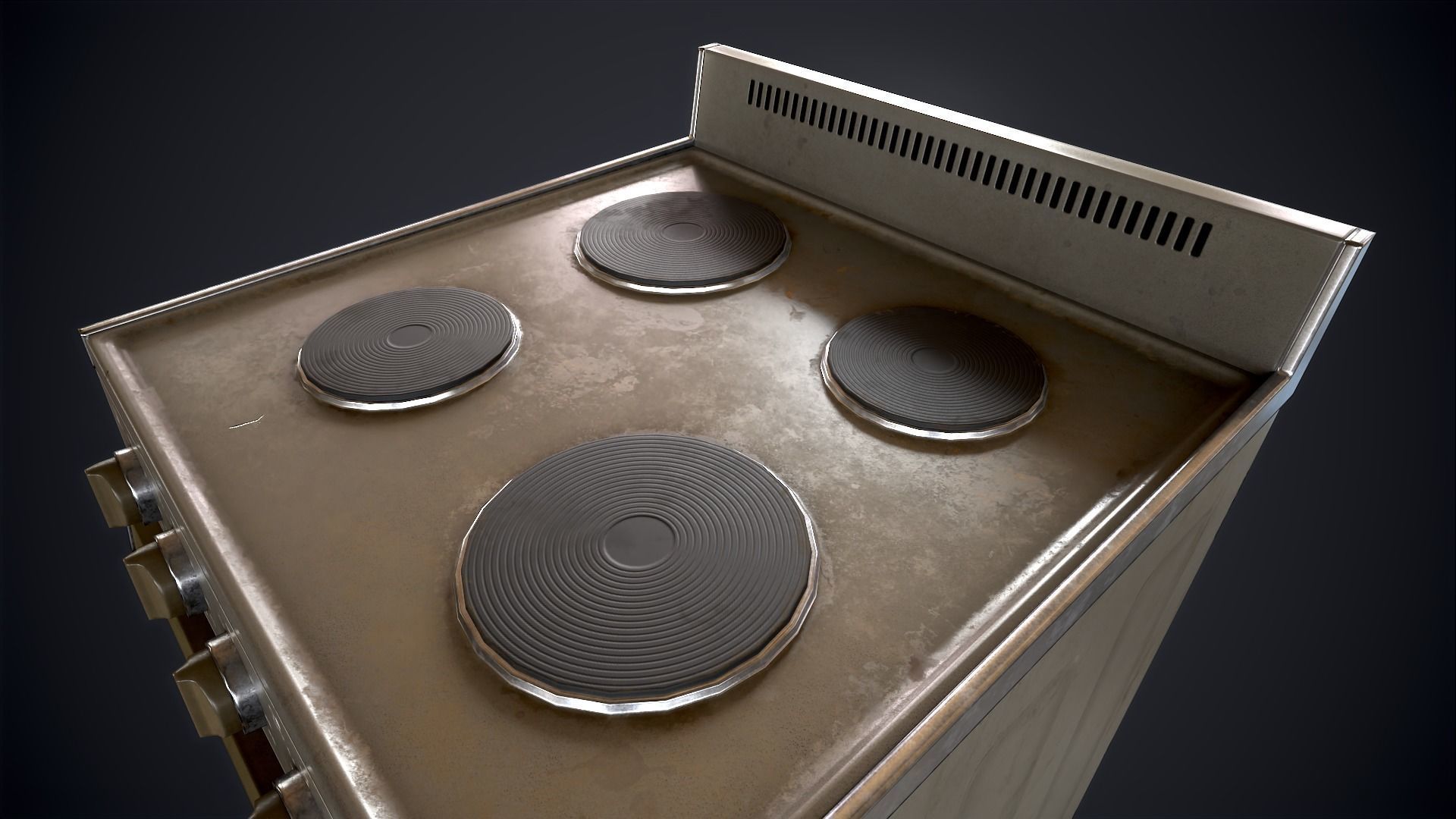Old electric stove Low-poly 3D model_13