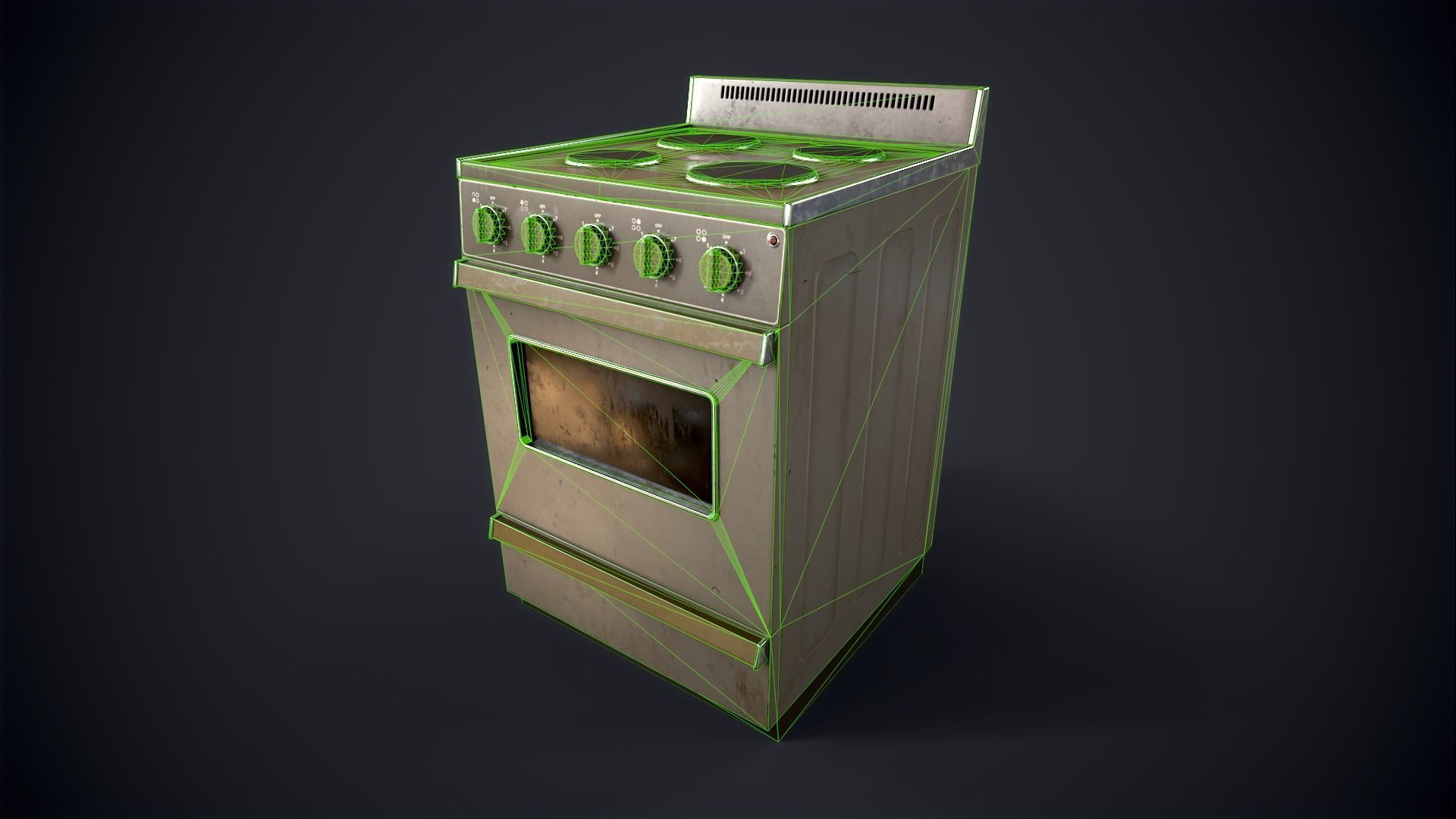 Old electric stove Low-poly 3D model_16