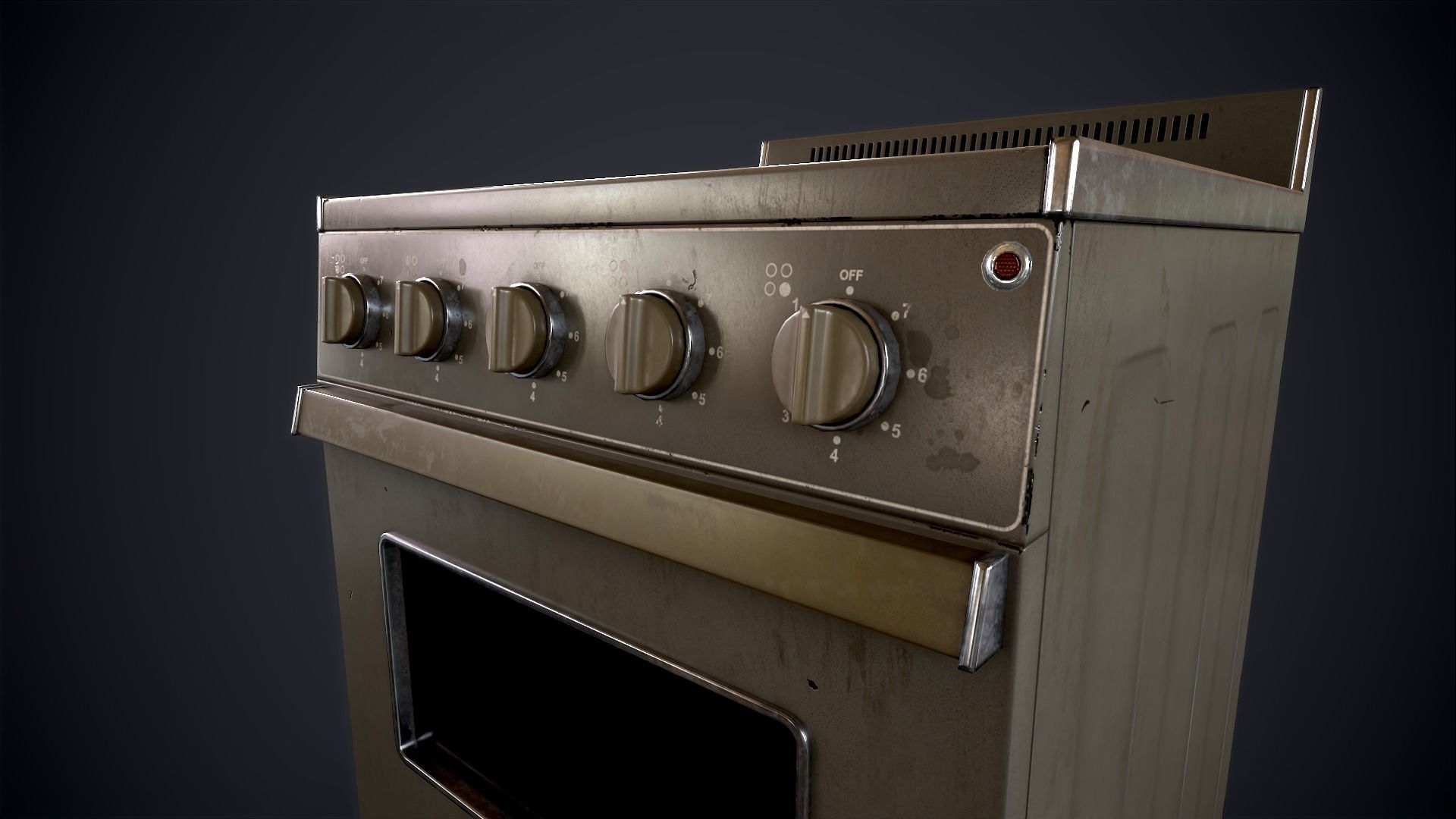 Old electric stove Low-poly 3D model_11