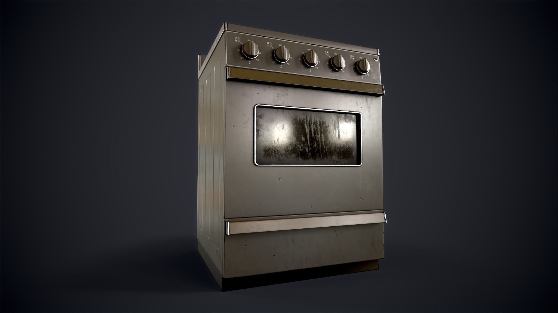 Old electric stove Low-poly 3D model_12