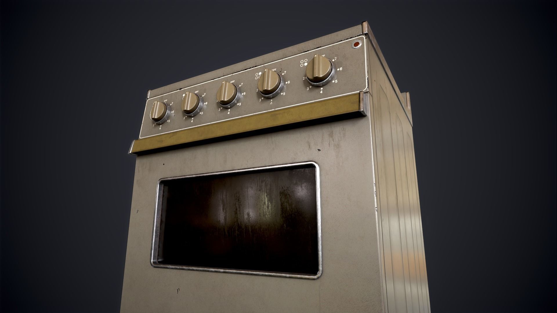 Old electric stove Low-poly 3D model_9