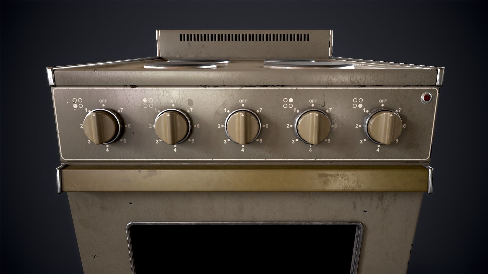 Old electric stove Low-poly 3D model_5