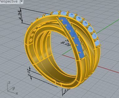 Diamond signet ring 3392 3D print model 3D print model_7