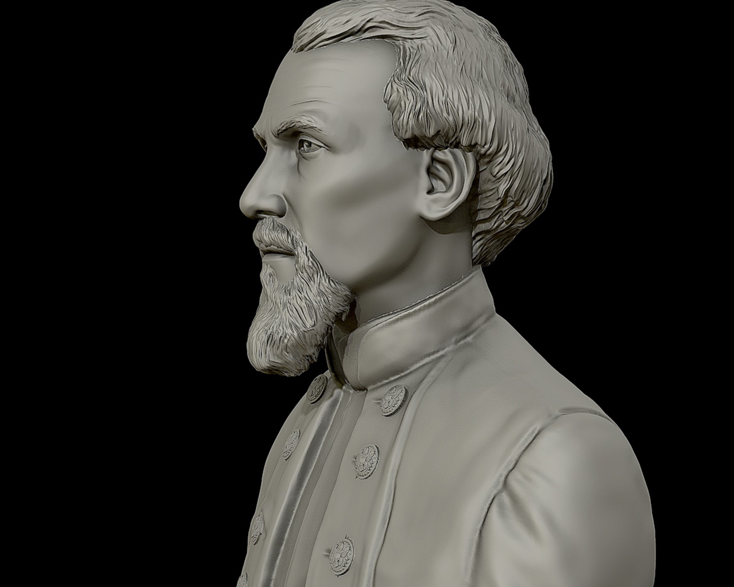General Nathan Bedford Forrest bust sculpture 3D print model_6