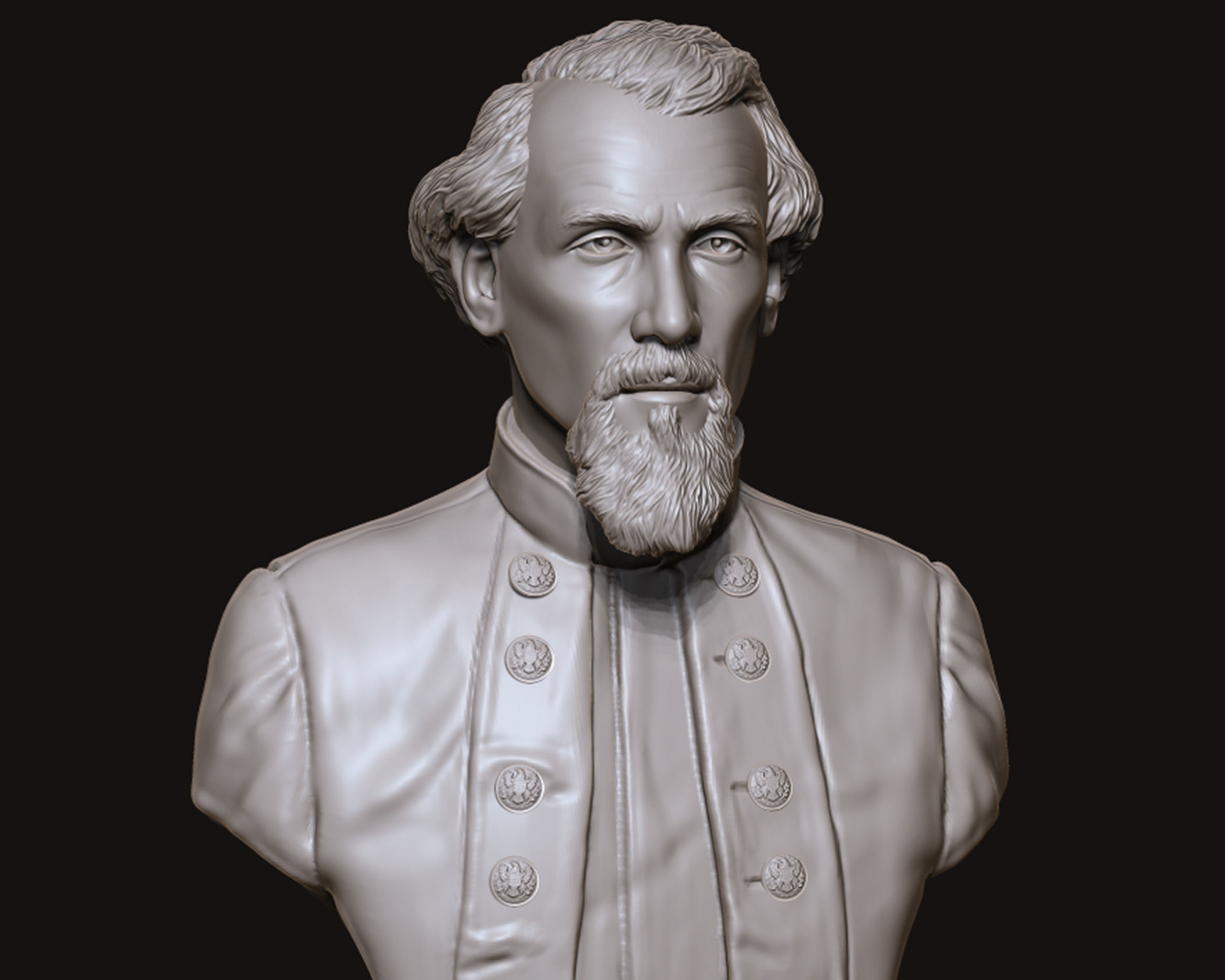 General Nathan Bedford Forrest bust sculpture 3D print model_3