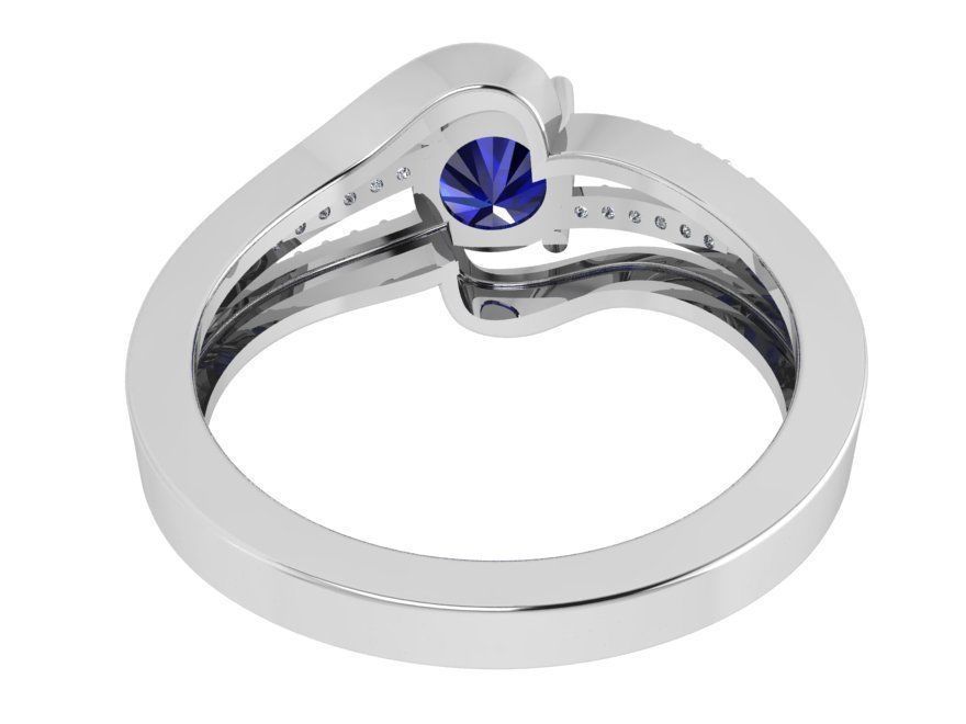 Cushion Sapphire Banch Ring 3393 3D print model 3D print model_3