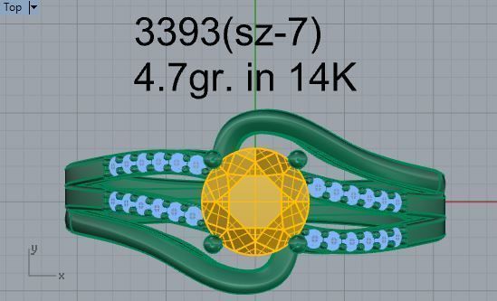 Cushion Sapphire Banch Ring 3393 3D print model 3D print model_4