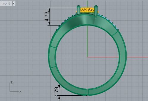 Cushion Sapphire Banch Ring 3393 3D print model 3D print model_5