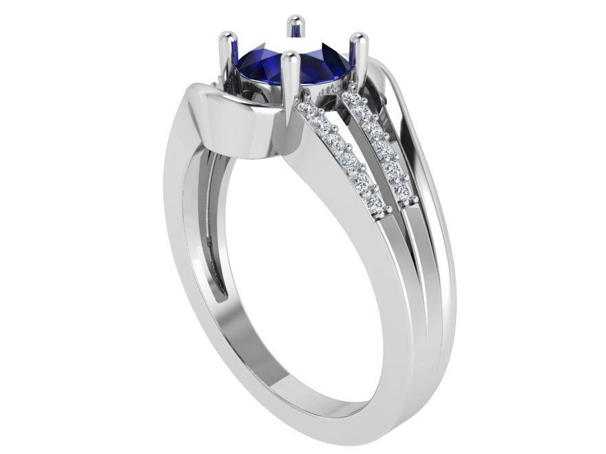 Cushion Sapphire Banch Ring 3393 3D print model 3D print model_2