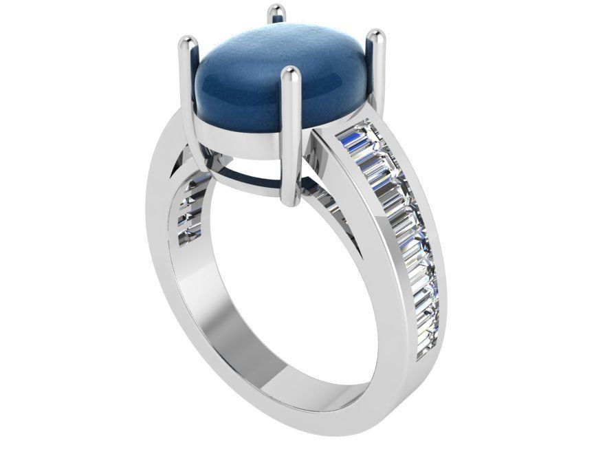 Oval Stone French Pave Ring   3394 3D print model  3D print model_2