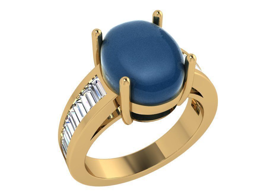 Oval Stone French Pave Ring   3394 3D print model  3D print model_1