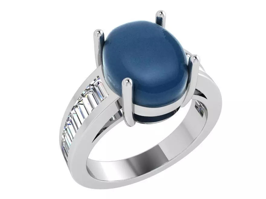 Oval Stone French Pave Ring   3394 3D print model  3D print model_0