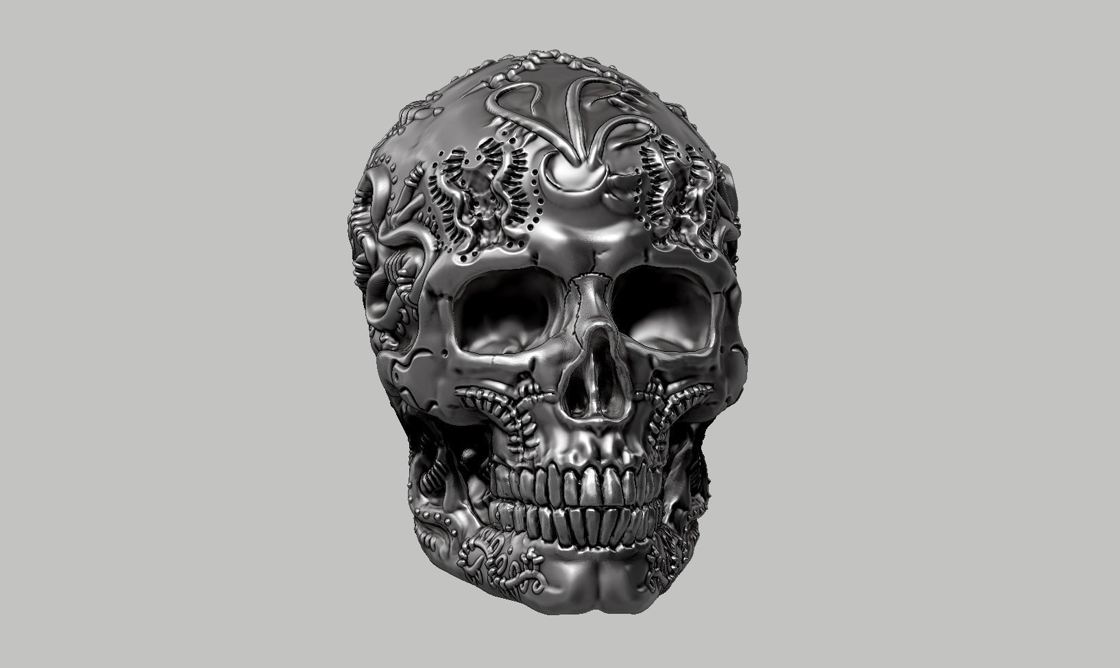 skull horn art design a11 3D print model_1