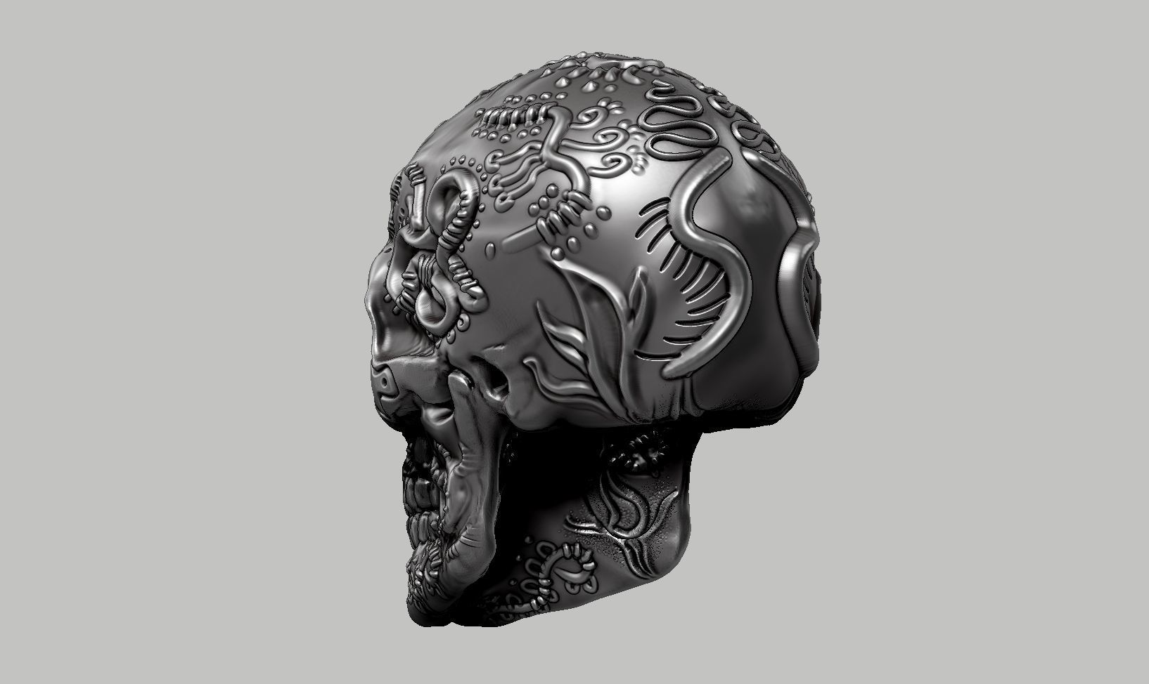 skull horn art design a11 3D print model_8