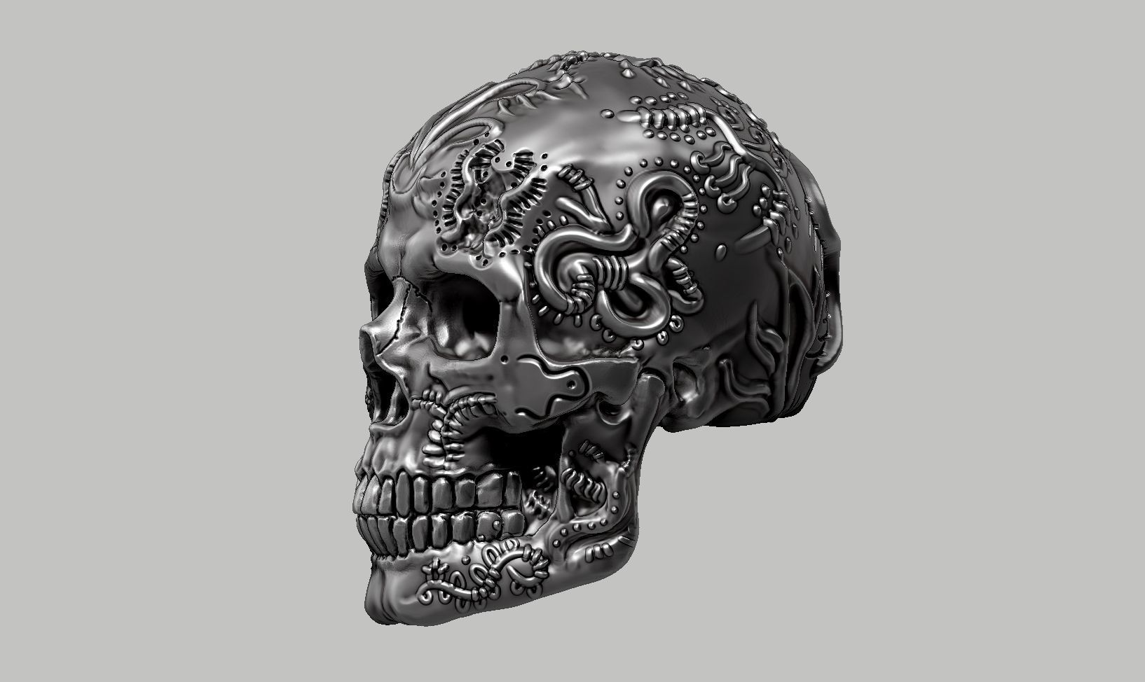 skull horn art design a11 3D print model_10