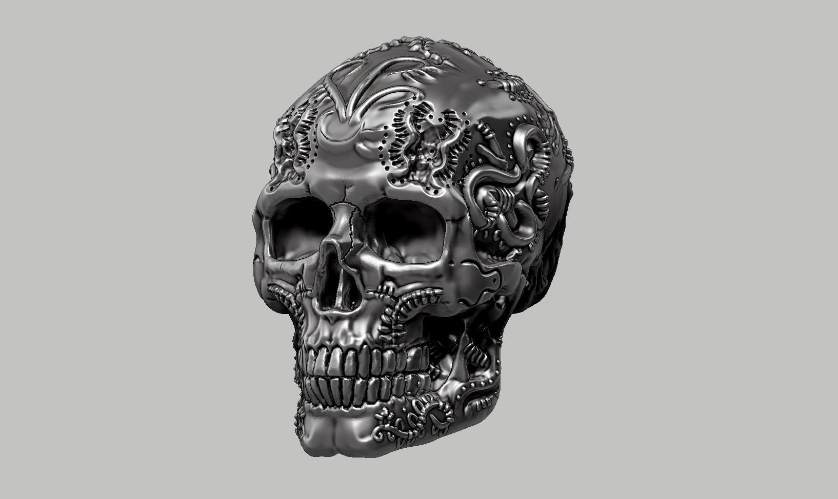 skull horn art design a11 3D print model_11