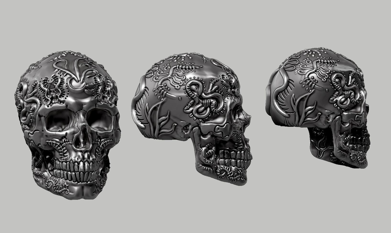 skull horn art design a11 3D print model_13