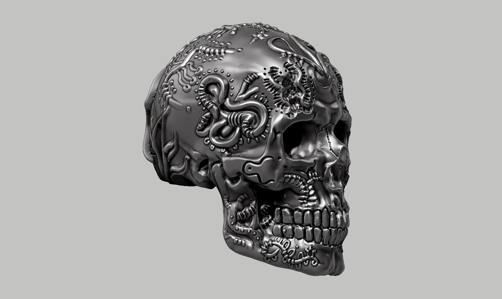 skull horn art design a11 3D print model_3