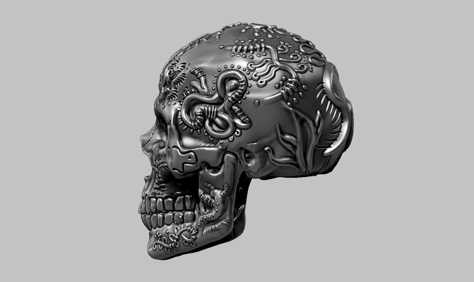 skull horn art design a11 3D print model_9