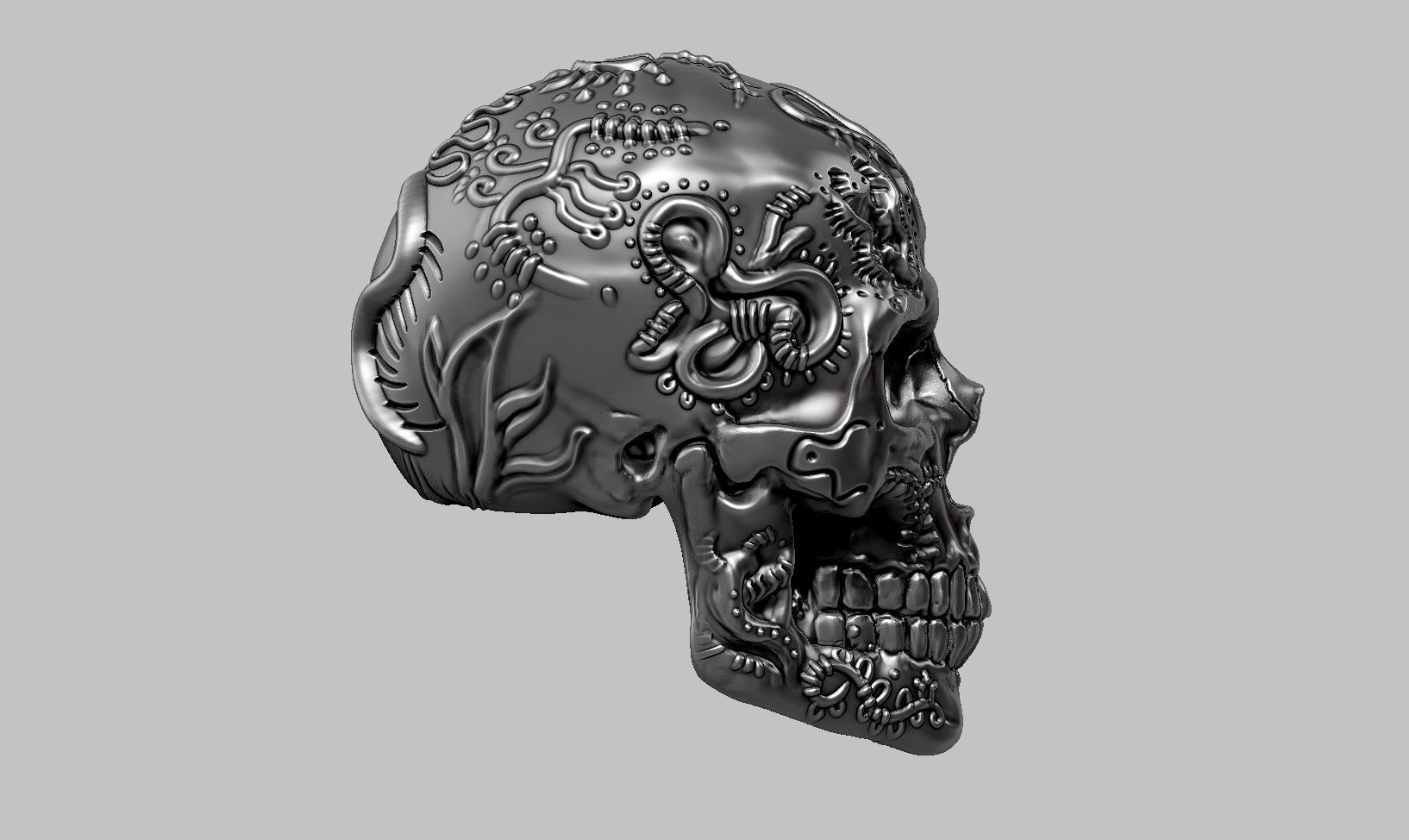 skull horn art design a11 3D print model_4