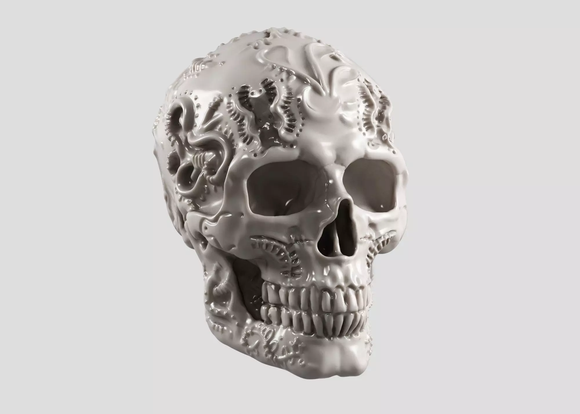 skull horn art design a11 3D print model_0
