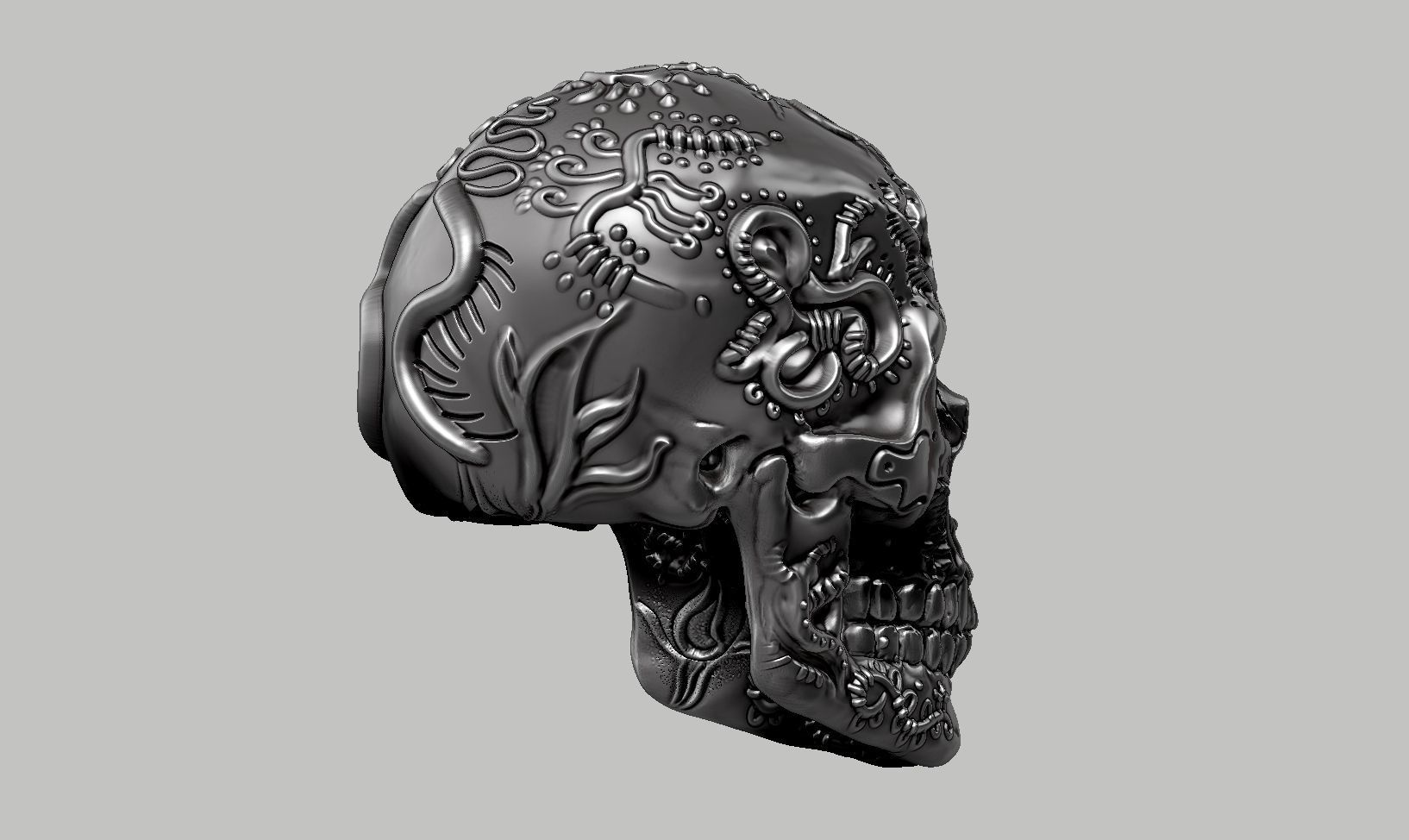 skull horn art design a11 3D print model_5