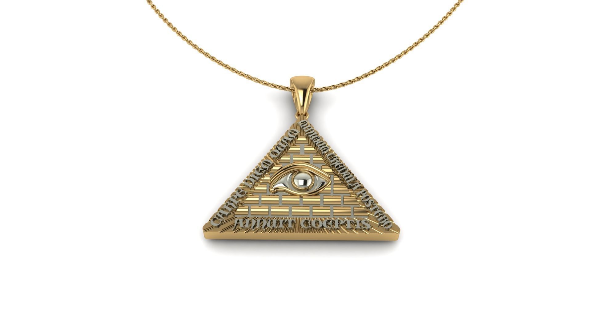 Pyramid Pendant with Eyes 3D print model_5