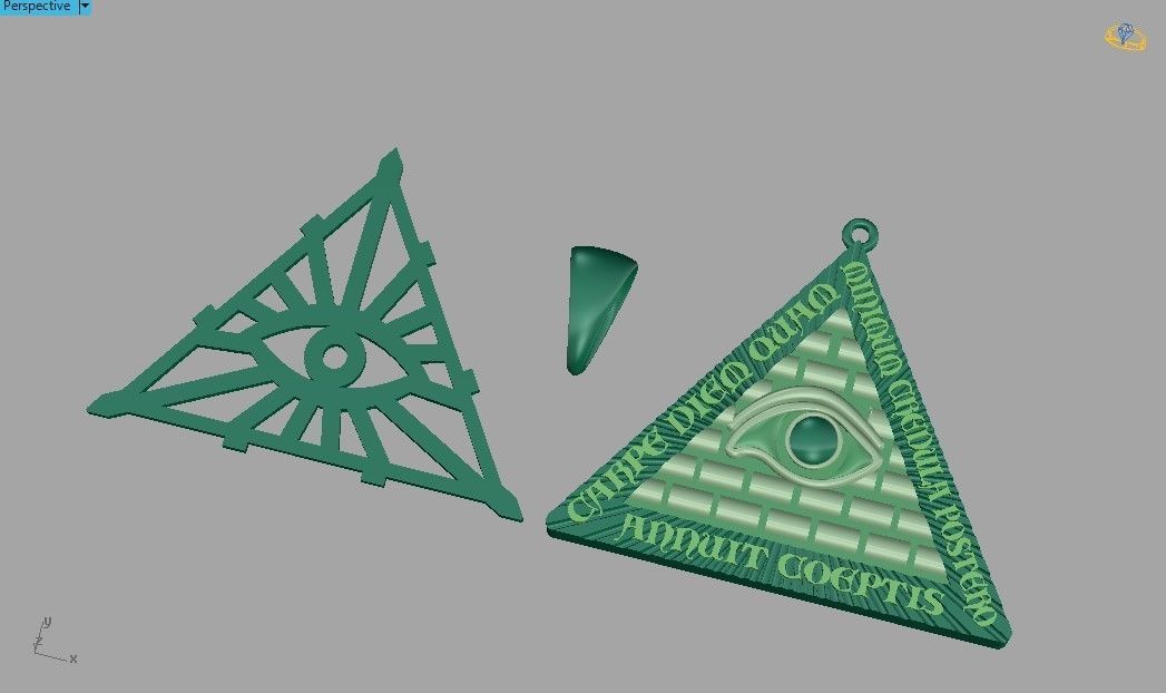 Pyramid Pendant with Eyes 3D print model_7