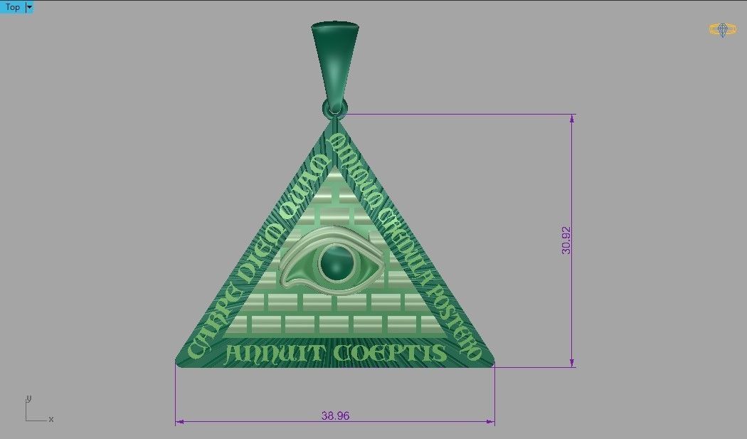Pyramid Pendant with Eyes 3D print model_8