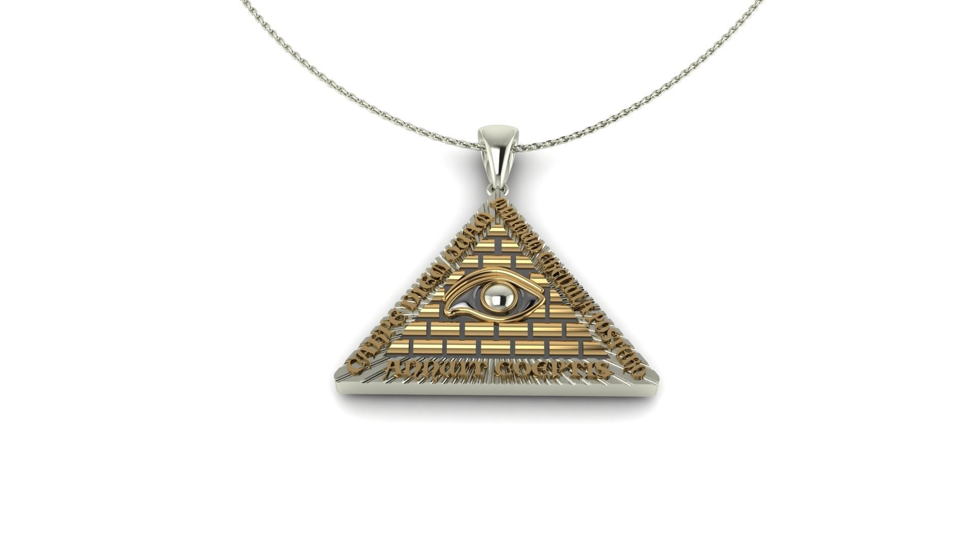 Pyramid Pendant with Eyes 3D print model_6