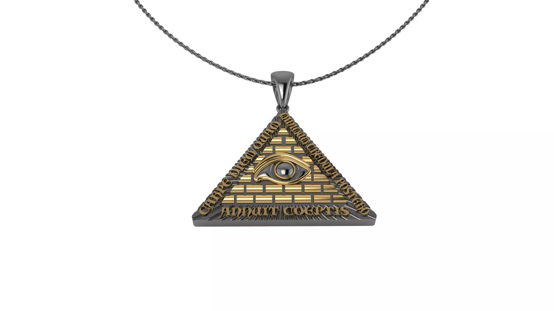 Pyramid Pendant with Eyes 3D print model_0