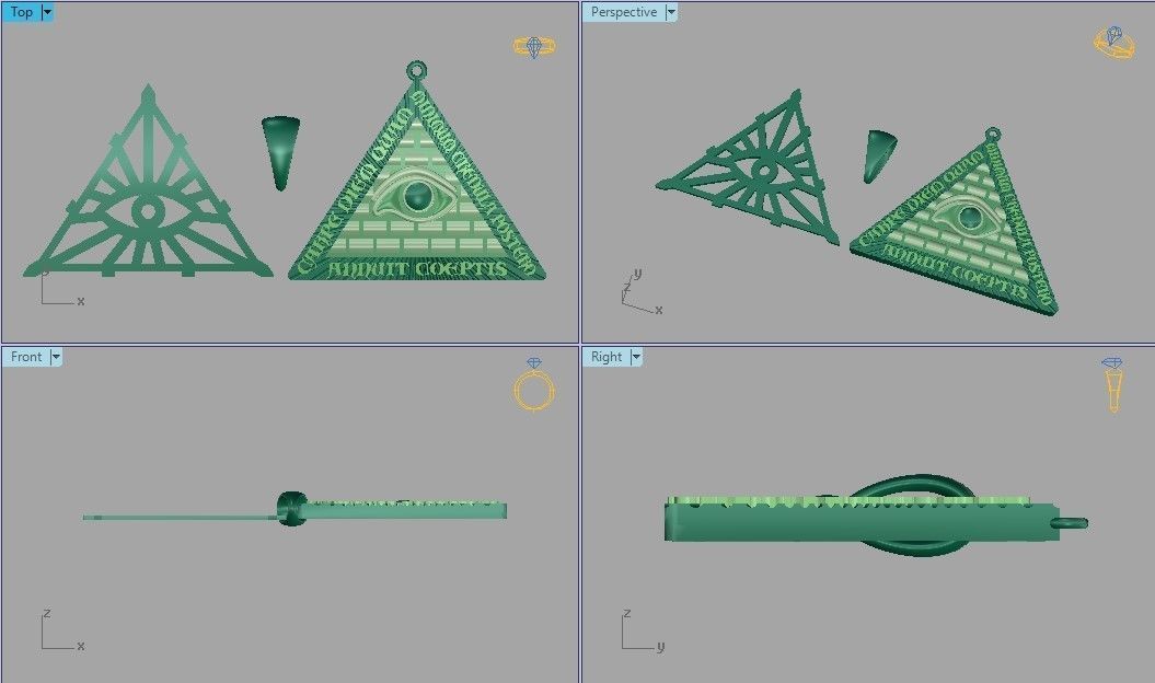 Pyramid Pendant with Eyes 3D print model_9