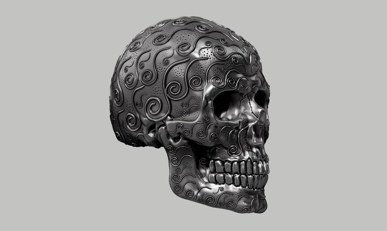 skull horn art design a12 3D print model_2