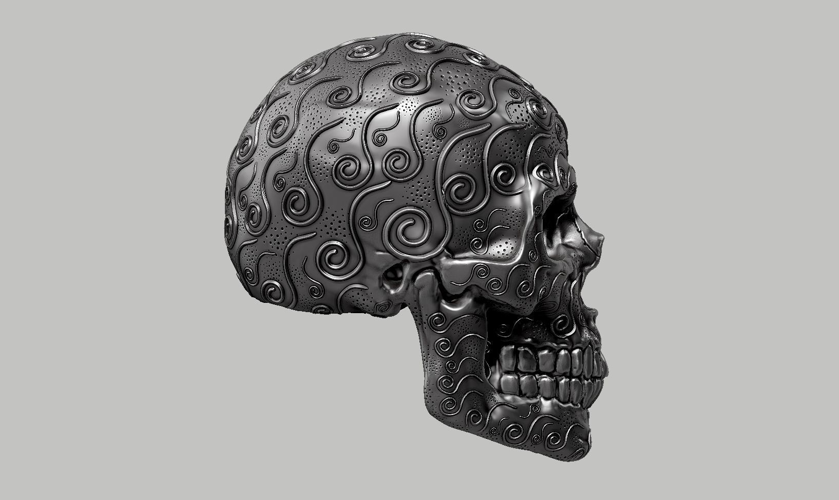 skull horn art design a12 3D print model_3