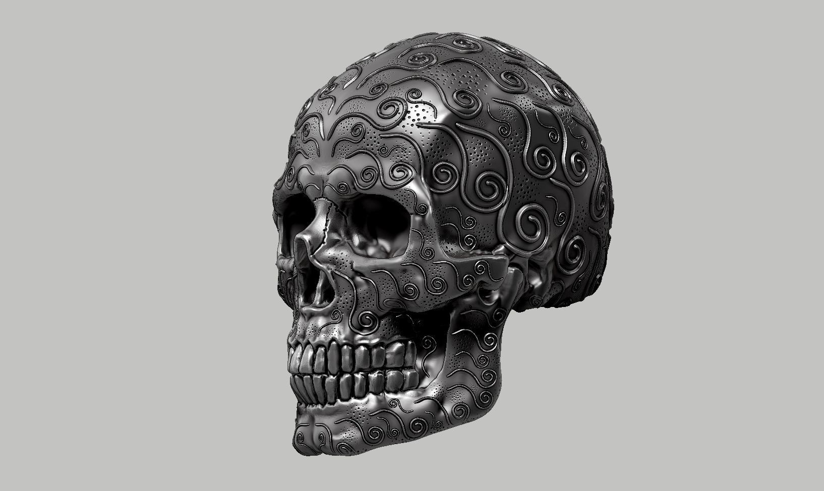 skull horn art design a12 3D print model_10