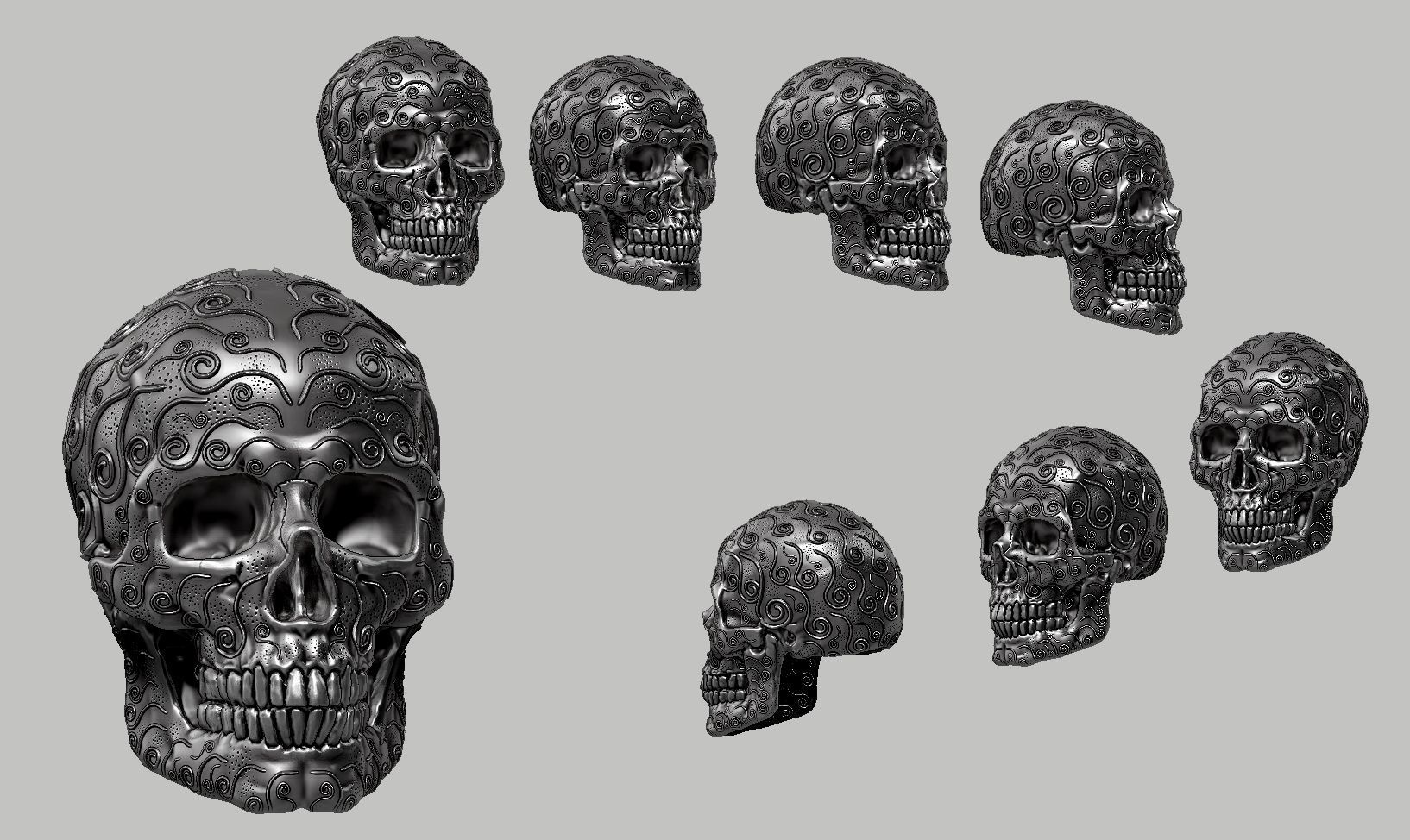 skull horn art design a12 3D print model_12