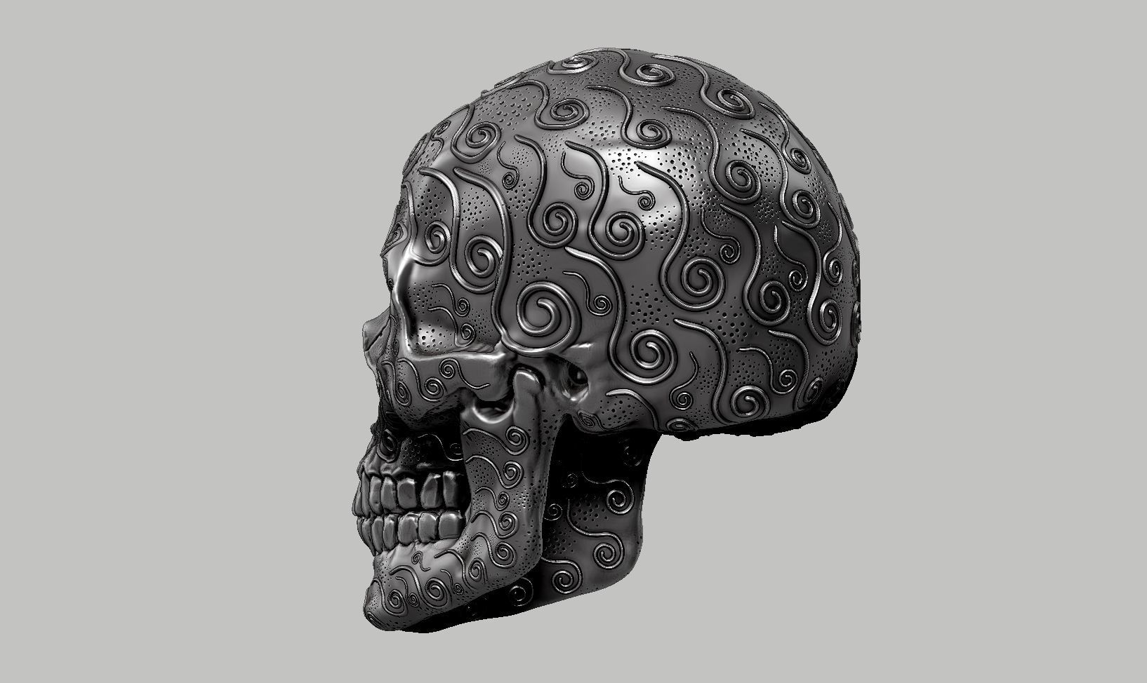 skull horn art design a12 3D print model_8